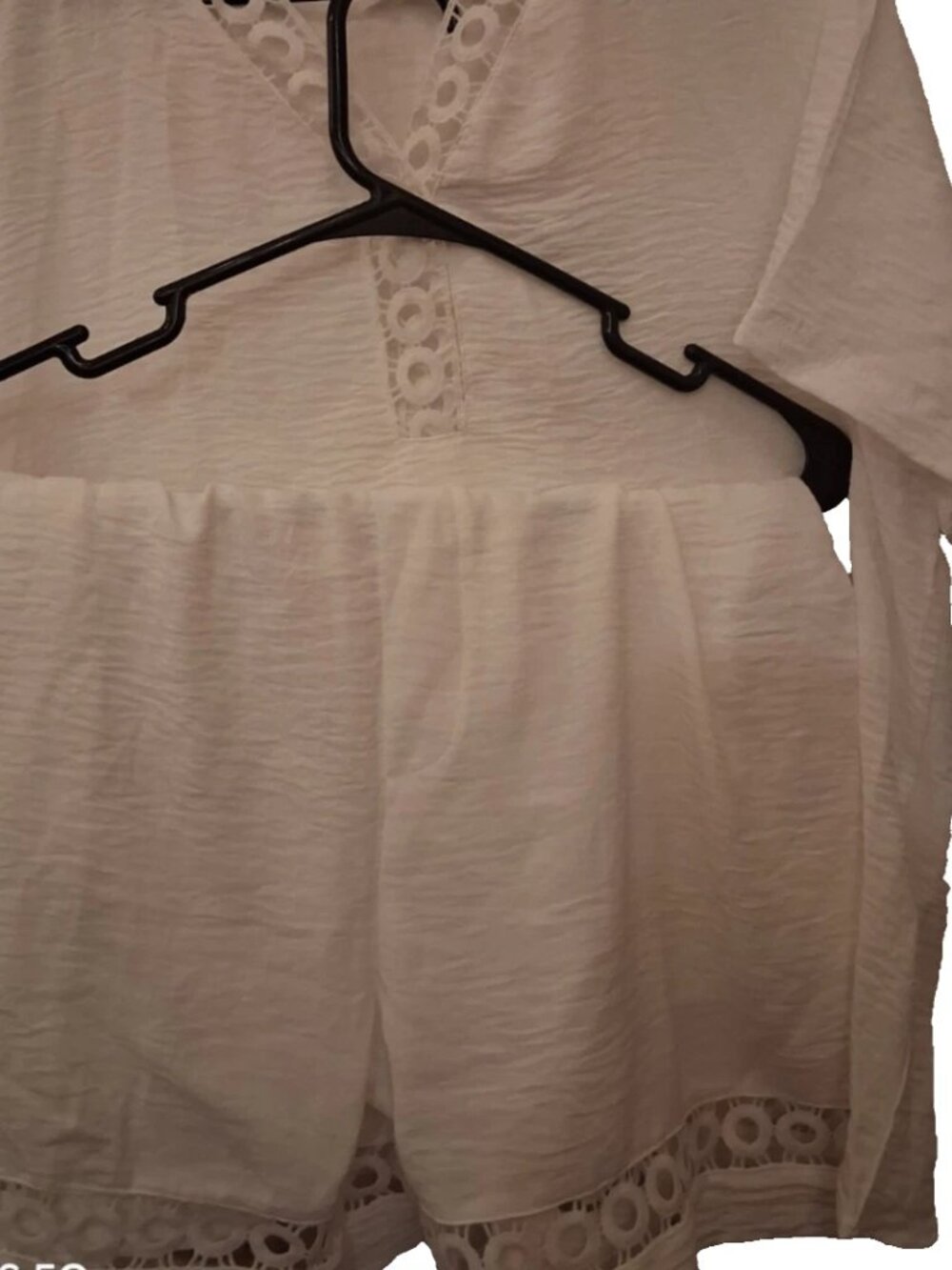 Gorgeous pure white short sleeve and short set - never worn- comes in bag - XL